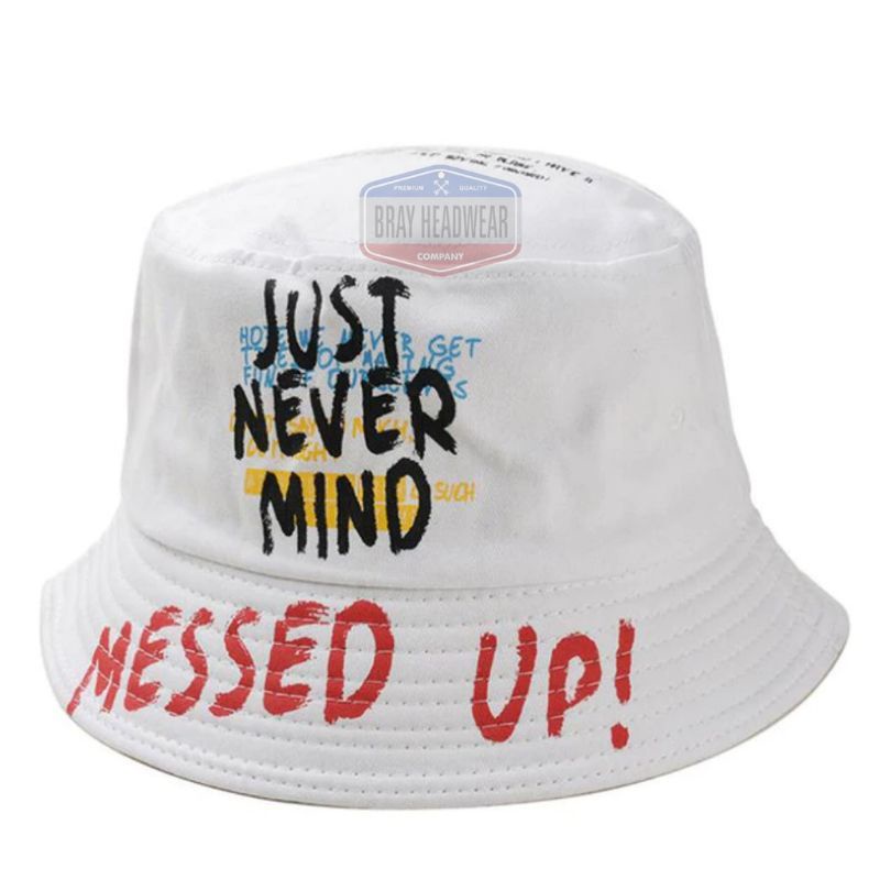 Topi Bucket Bolak Balik K Pop Motif Sablon Messed Up