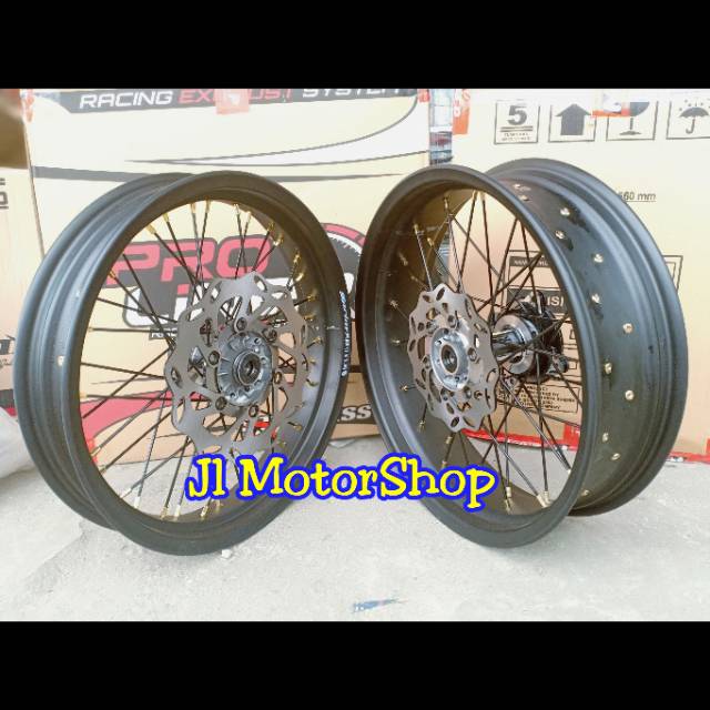 Paket Komplit Velg SuperMoto Super Moto KLX 150 D-Tracker 150 Super Lebar Velg  Rossi Xd 300 450