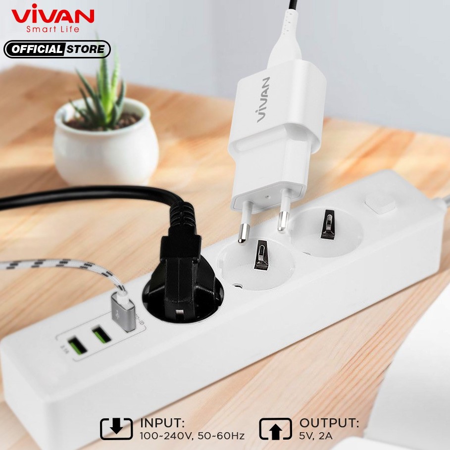 Charger VIVAN Power Oval 2 Original 2A Quick Charging Fast Charging  - Garansi Resmi 1 Tahun