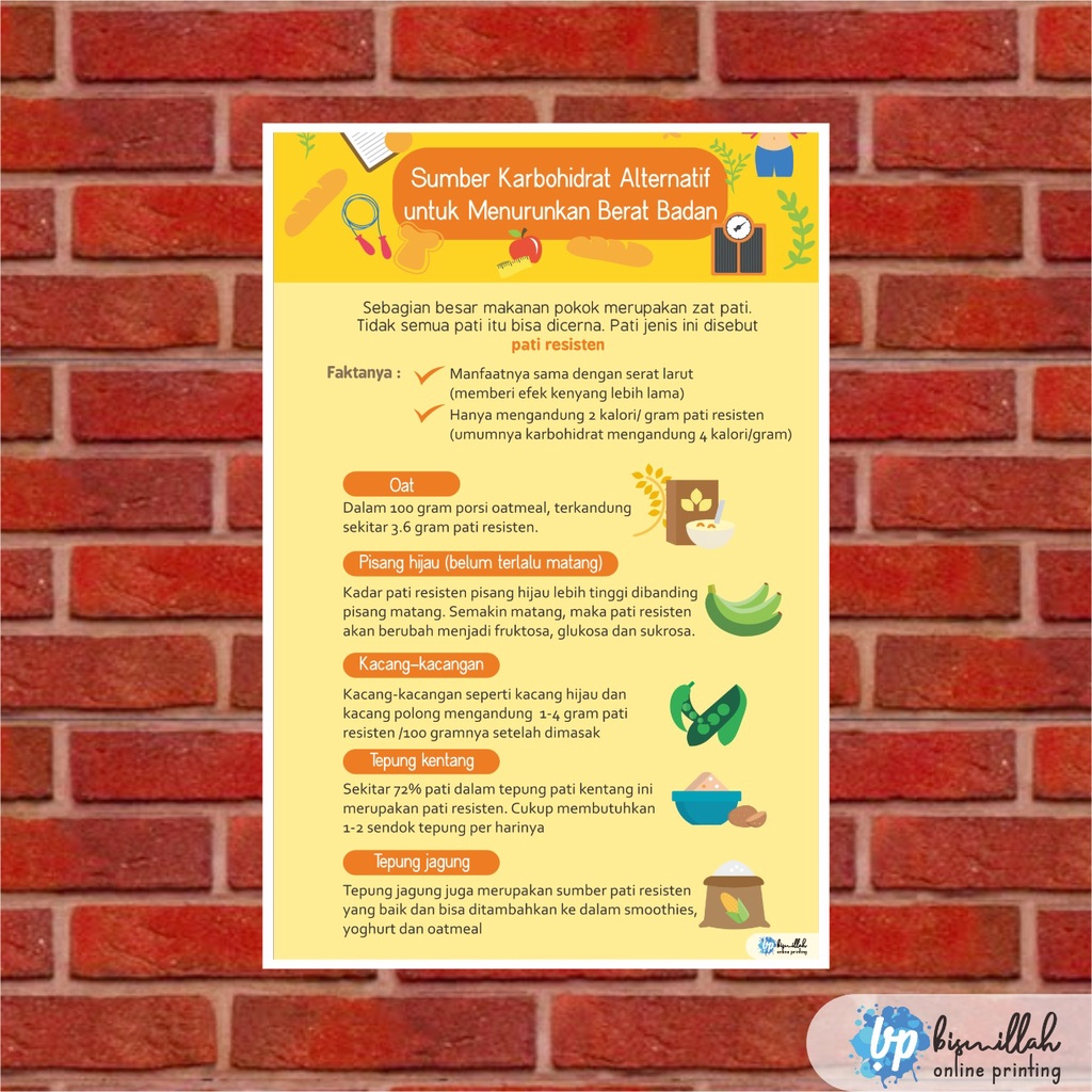 

Poster Kesehatan Sumber KArbohidrat Alternatif Untuk Menurunkan Berat Badan