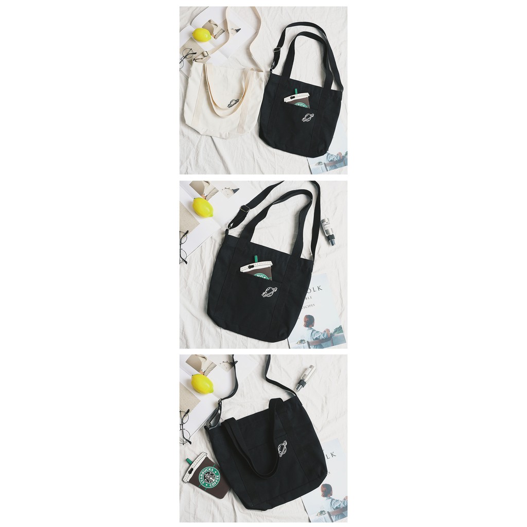 TC-117 tas kanvas canvas wanita import shoulder bag bahu selempang korea jepang sekolah kampus