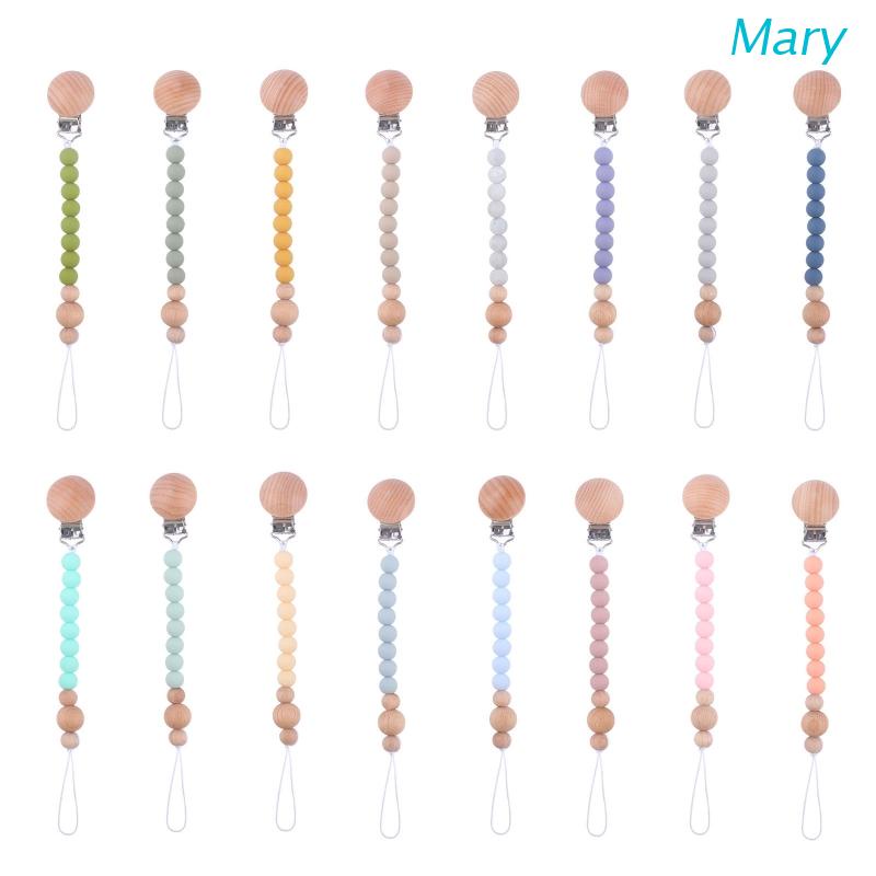 Mary Klip Rantai Manik Kayu Beech Silikon Holder Dot Empeng Bayi Newborn