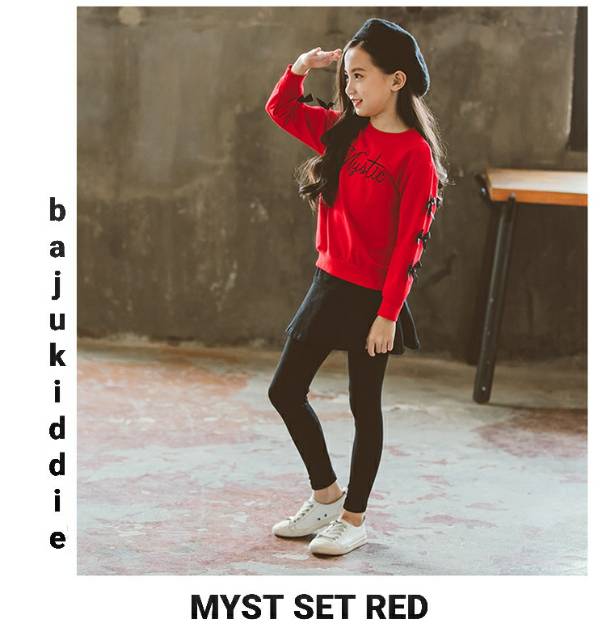 BAJUKIDDIE MYST SET / SETELAN ANAK IMPORT KOREA CELANA PANJANG BAJU CASUAL KUNING MERAH