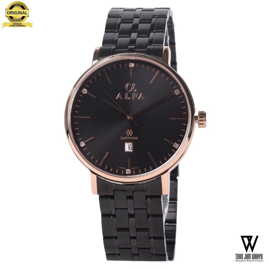 Alfa Sapphire 88169M-E Jam Tangan Pria - Rosegold Black - Stainless Steel