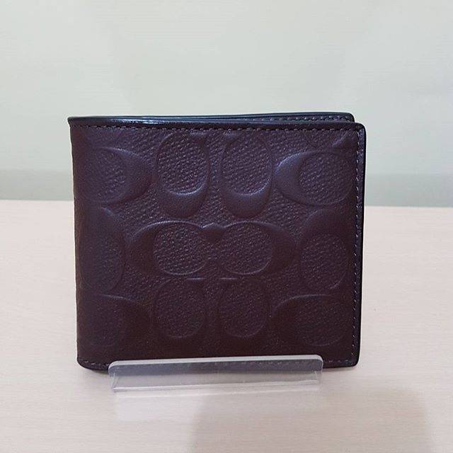 Dompet Cowok Coach Original / Coach Men Wallet Embossed Mahogany