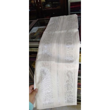 songket silungkang bahan baju seragam keluarga warna putih silver