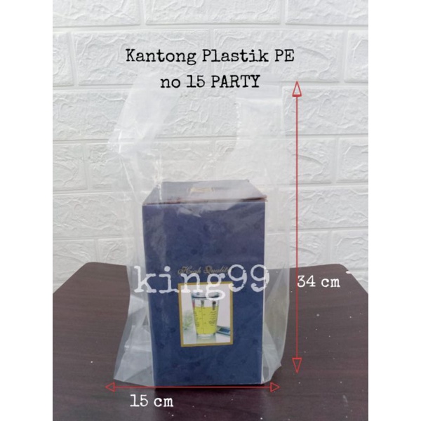 Kantong kresek Plastik PE bening ukuran 15 merk PARTY isi 50 lembar