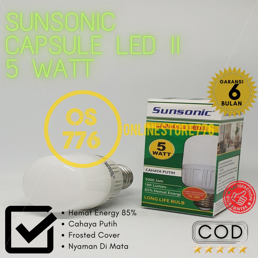 Lampu Sunsonic Capsule 5w Lampu LED 5 Watt Bohlam