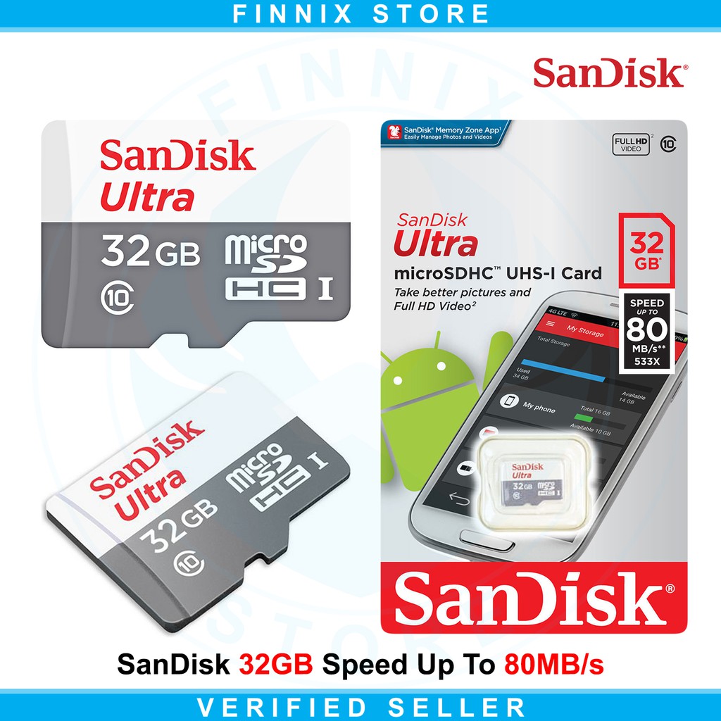 SanDisk Ultra MicroSDHC 32GB 100MB/s Class 10 - Kartu Memori MicroSD