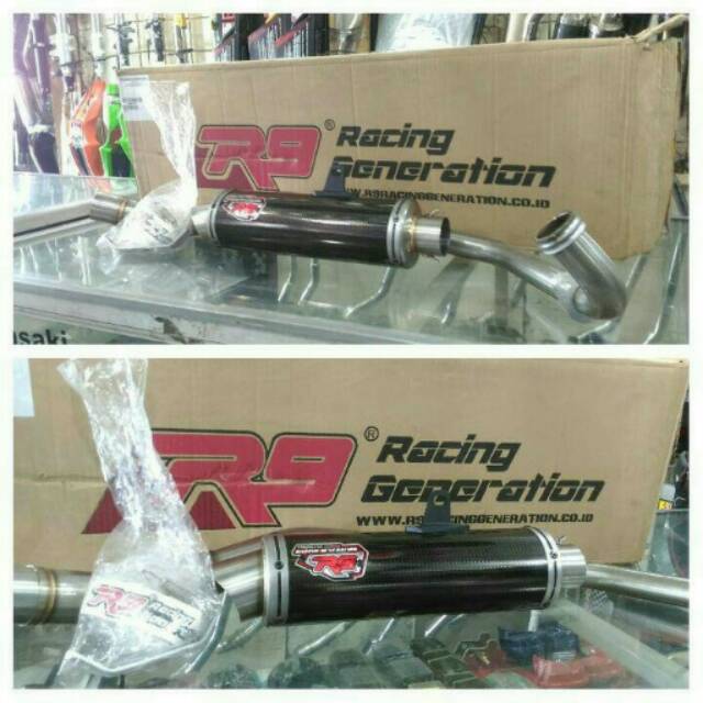 Knalpot r9 new mugello black vixion new/knalpot r9 new vixion original