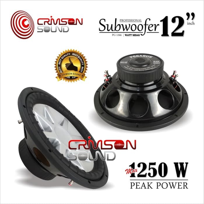 SUBWOOFER 12 INCH DOUBLE COIL 1250 Watts PEGASUS PG-1266 BLACK SERIES