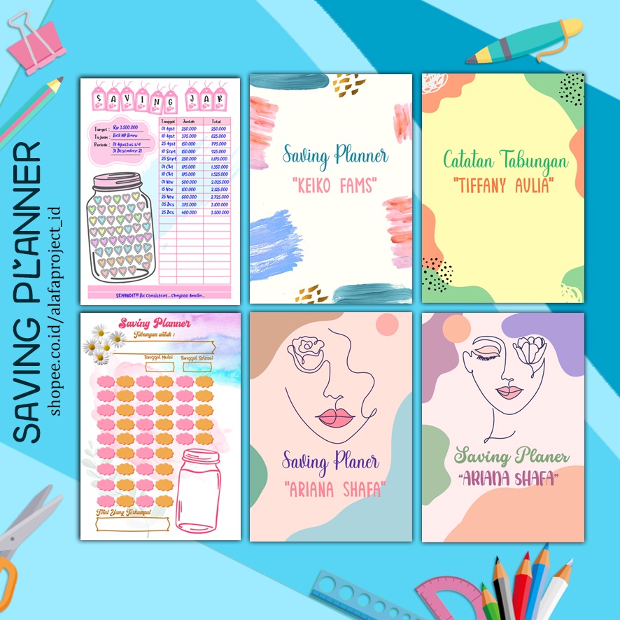 

AlafaProject 17-20 Saving Planner Saving Challenge Saving Tracker Buku Catatan Keuangan Buku Tabungan