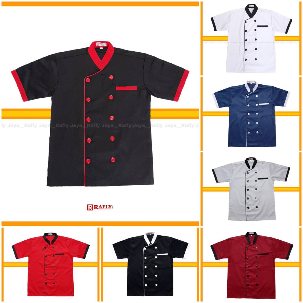 Baju Chef - Baju Koki Lengan Pendek Pria Wanita - Seragam Koki / Rafly Jaya