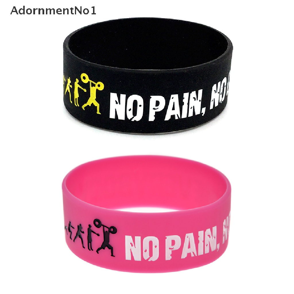 (AdornmentNo1) Gelang Tangan Silikon Motif NO PAIN NO GAIN Untuk Pria / Basket / Outdoor