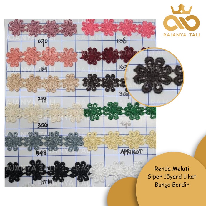 Renda Melati / Giper 15yard 1ikat / Bunga Bordir - 070 RJT