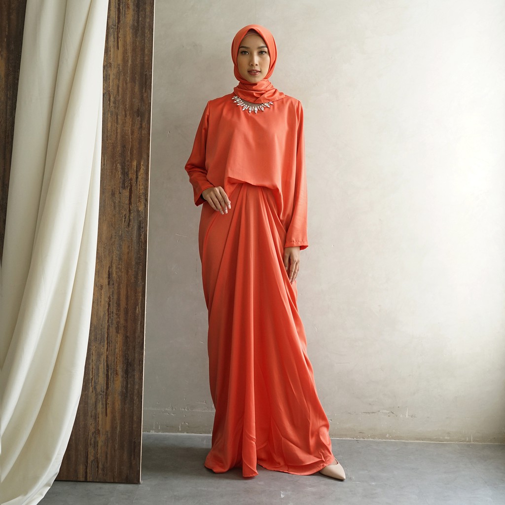 Habaatelier Pakaian Muslim Wanita Sonja Kaftan Peach Shopee Indonesia