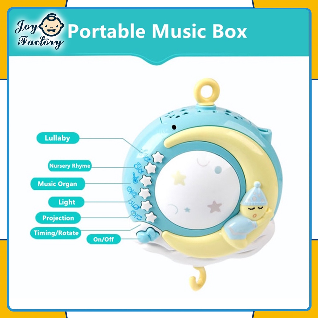 【4 Warna】Baby Crib Bell Toys Mobile 0-12 Bulan Mainan Rattle Music Remote Control Memutar Bel Tempat Tidur