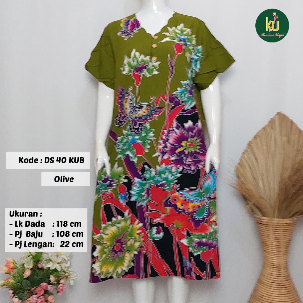 COD DS40 KUB | Daster Batik Kencana Ungu Asli Label Biru Ukuran Jumbo | Baju Santai Tidur Wanita Dewasa Kancing Depan Busui Friendly Motif Terbaru-8