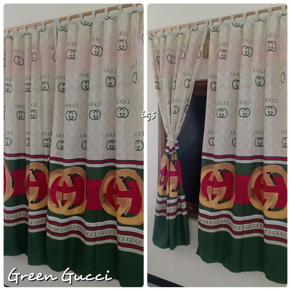 Gorden Homemade Tali Perekat Tirai Pintu Motif Mantap Green Gucci Shopee Indonesia