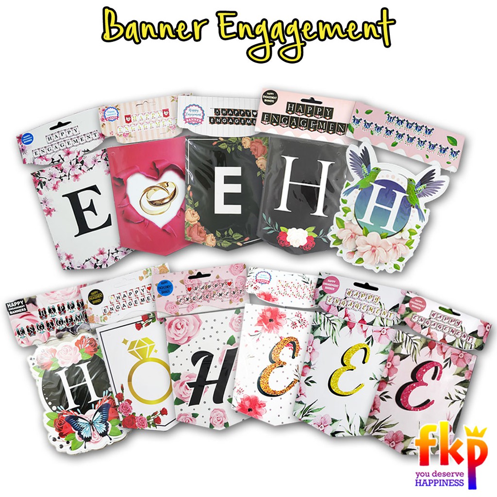 Banner Happy Engagement/ Bunting Flag Engagement/ Banner Tunangan