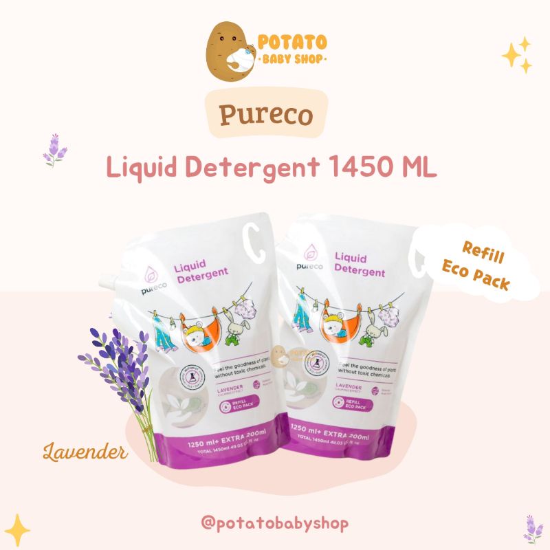 Pureco Liquid Detergent 1450ml Pouch Deterjen bayi