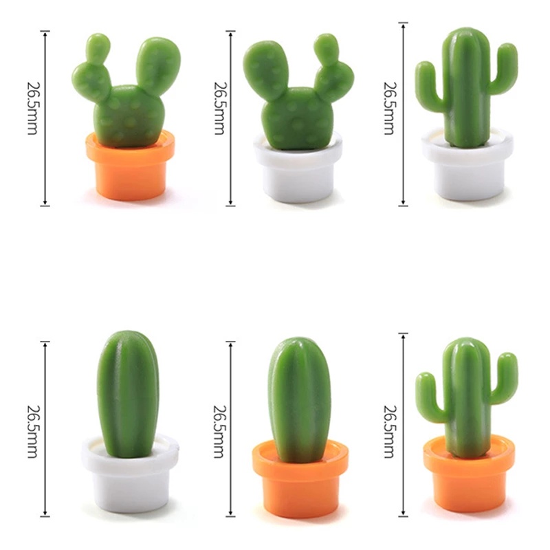 6Pcs/Set Creative 3D Cute Cactus Fridge Magnets