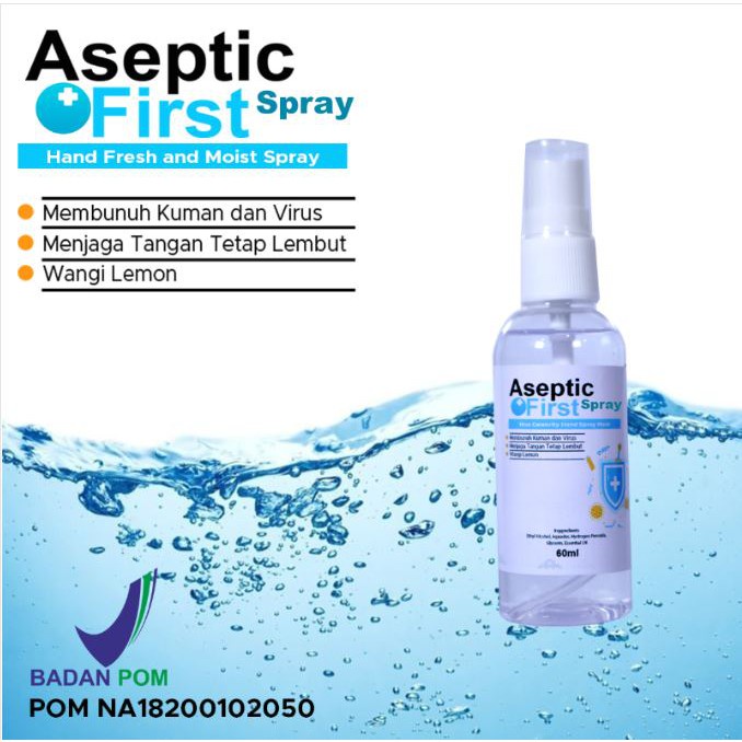 HAND SANITIZER CAIR SPRAY ASEPTIC FIRST HAND FRESH KEMASAN SPRAY 60ML