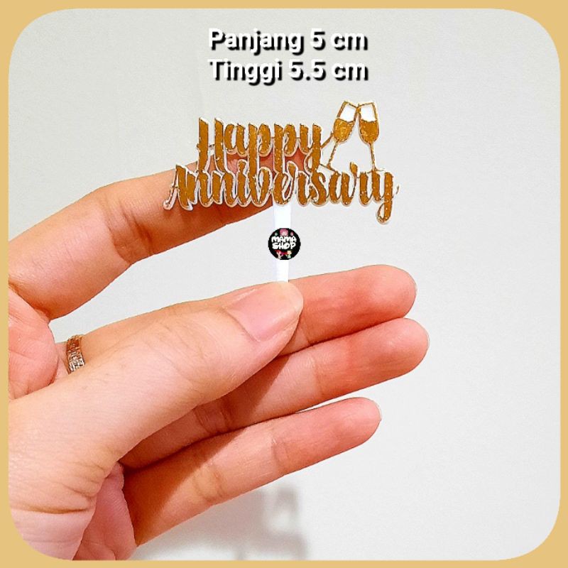 TOPPER TUSUK HAPPY ANNIVERSARY HIASAN KUE PERAYAAN ULANG TAHUN PERNIKAHAN