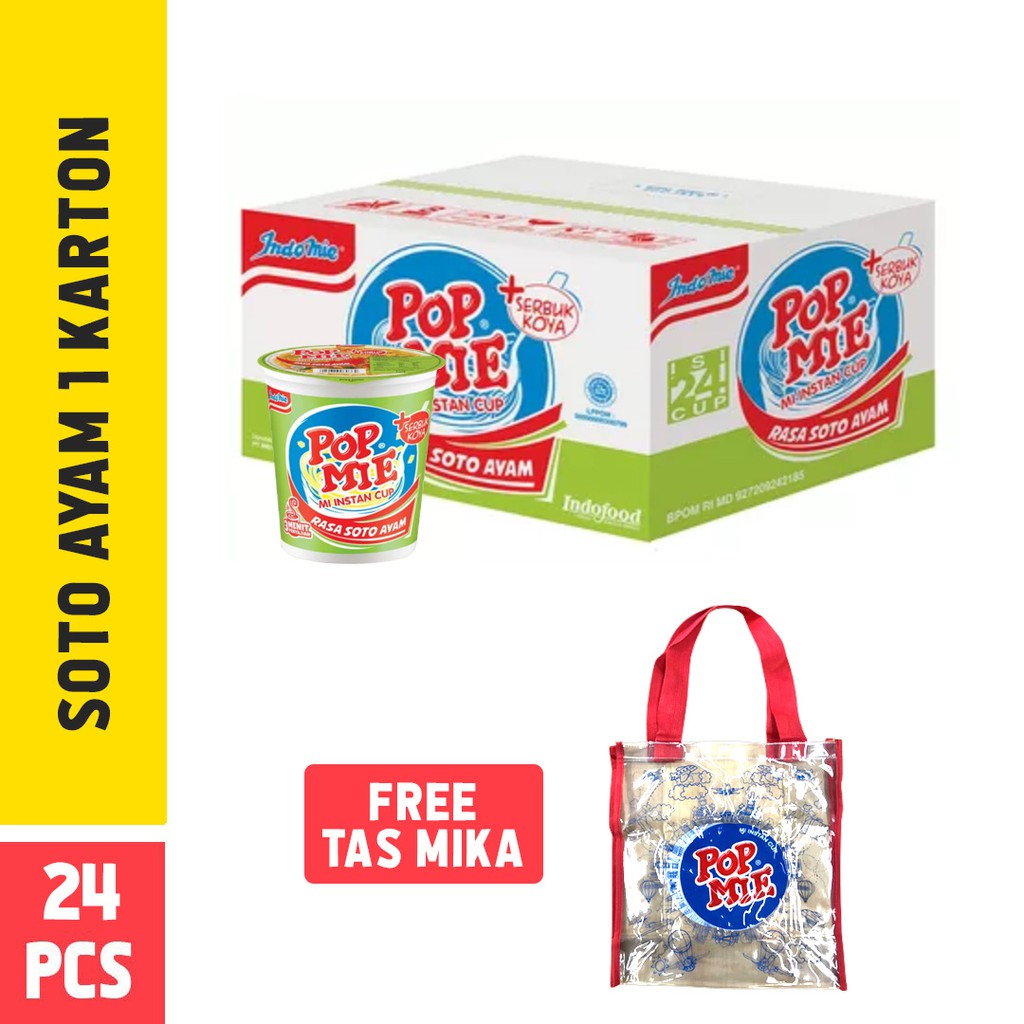 

Pop Mie Kuah Rasa Soto Ayam 1 Dus isi 24pcs + FREE Tas Mika