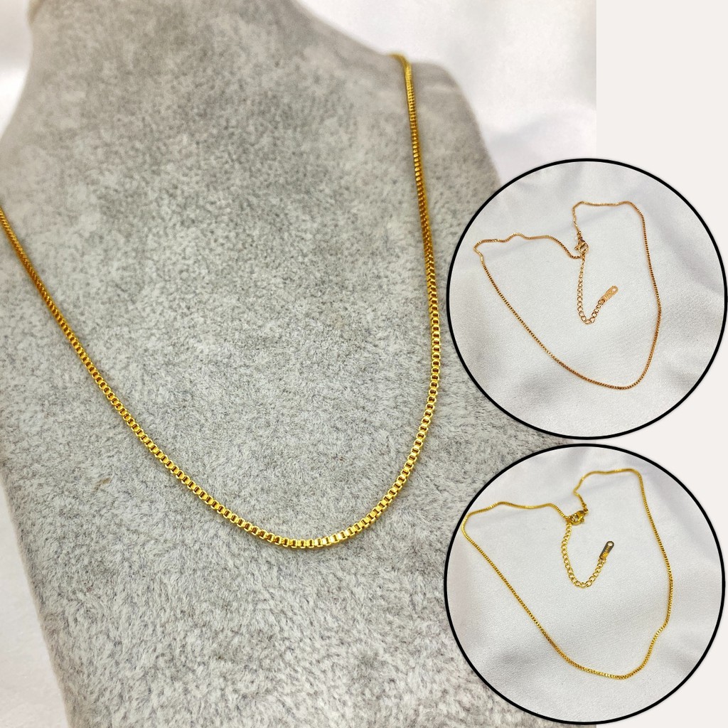 Kalung Titanium Motif Itali Polos Anti Karat Anti Alergi Dewasa 45cm