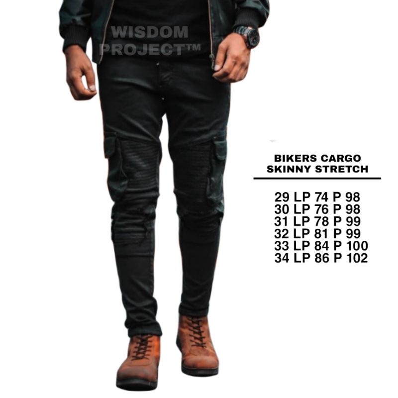 Wisdom Project |  Celana Cargo Jeans Skinny  Bikers Softjeans Ripped denim pria | Rider jeans Limitied Edition Original