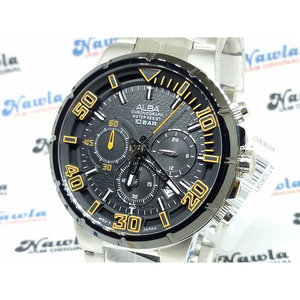 Alba Quartz AT3D83X1 Chronograph Black Dial - Jam Tangan Pria AT3D83