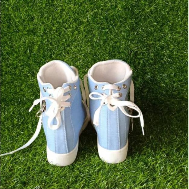 [Y905] SEPATU WANITA BOOTS WEDGES PEREMPUAN FASHION CEWEK BOOT HAK TALI CEWE WARNA BIRU MUDA IMPORT