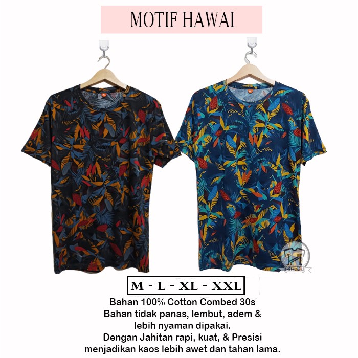 [DISKON] BAJU KAOS PRINTING MOTIF HAWAI | 100% COTTON COMBED 30S | KAOS DISTRO | KAOS PRIA & WANITA