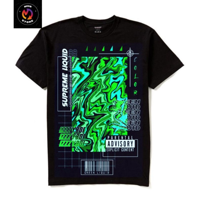 Kaos Distro Logo Liquid Supreme Baju Tulisan Ootd Pria Wanita Dewasa Anak Tshirt Tee Hitam Black 30s