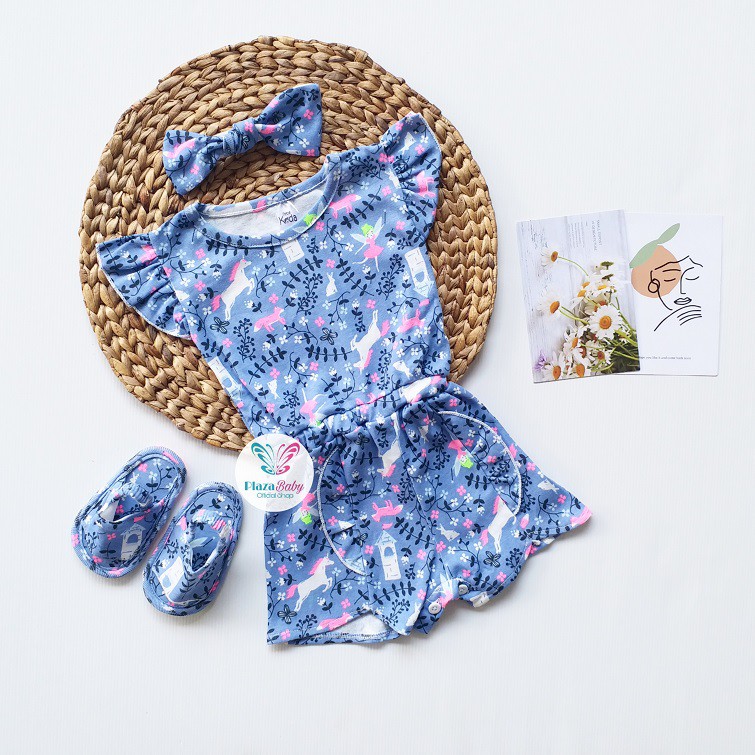 Plazababyku MX JUMPSUIT JESSICA SANDALS setelan bayi motif bunga yang lucu free headband + sandal