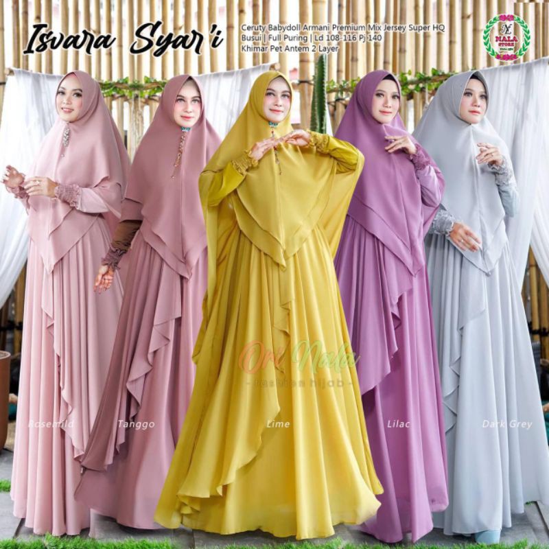 ISVARA SYAR'I BAHAN CERUTY BABYDOLL ARMANI PREMIUM MIX JERSEY SUPER HQ FULL FURING LD 108 PB 140