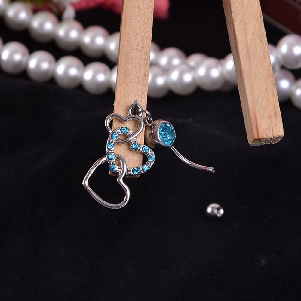 Anting Tindik Pusar Bentuk Tiga Hati Bahan Baja Untuk Wanita