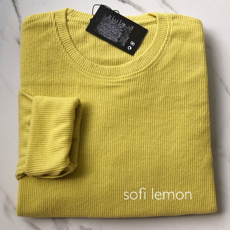 longsleeve rib basic sweater premium baju lengan panjang KALLYOUTFIT-SOFI LEMON