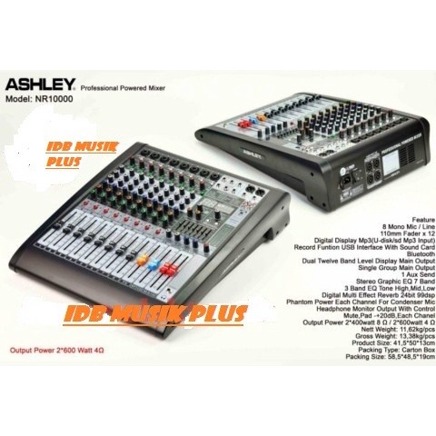 POWER MIXER 8 CHANNEL ASHLEY NR10000 NR 10000 ORIGINAL ASHLEY