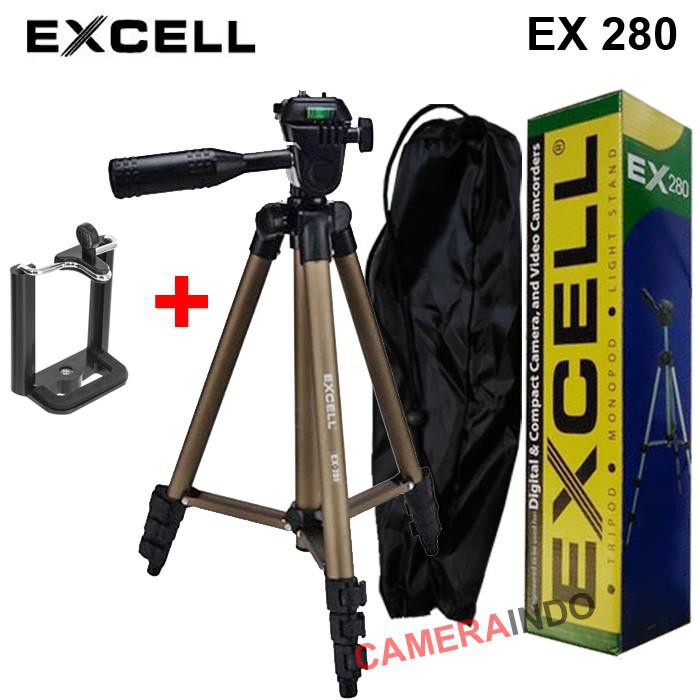 Tripod Excell EX 280 plus holder for Camdig actioncam dan Hp - DARK GOLD