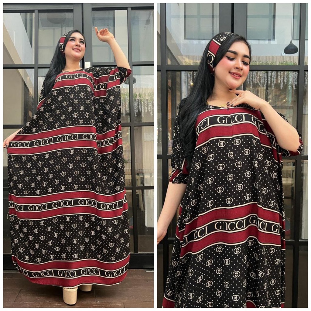 (Kaftan Gucci) Kaftan model terbaru / gamis kaftan rayon / Free bandana / Super jumbo