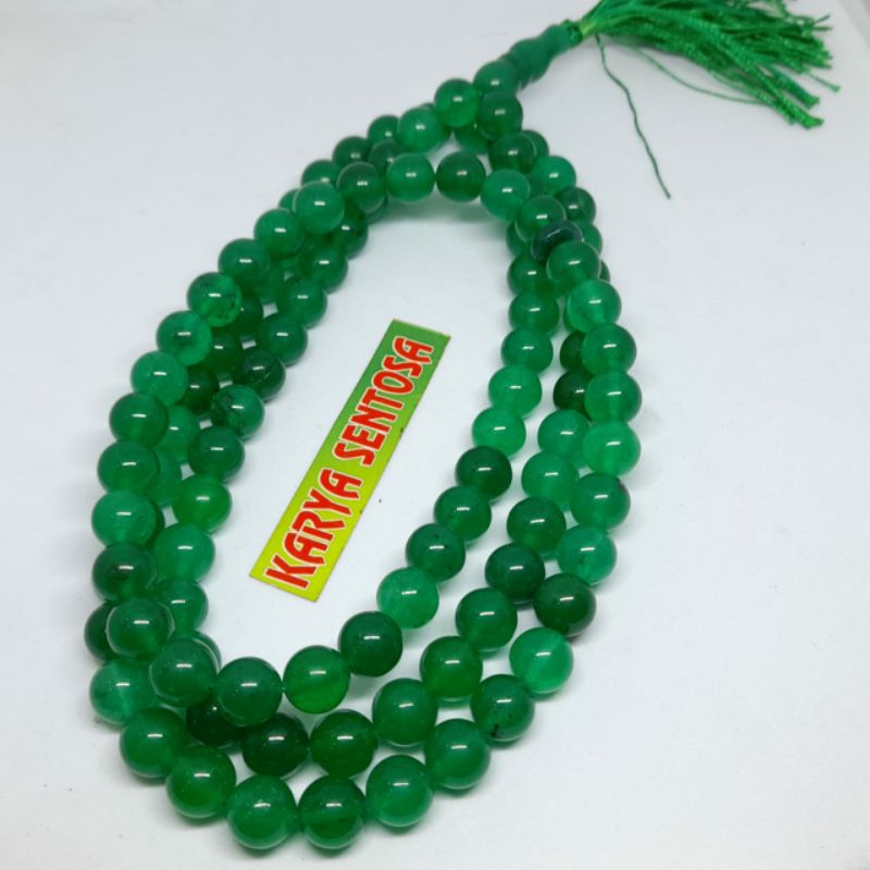 TASBIH BATU GIOK HIJAU KRISTAL 99BUTIR 10MM NATURAL 100%