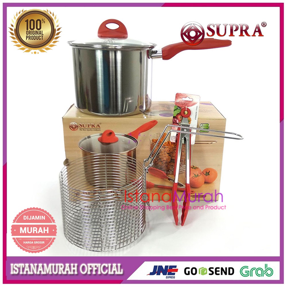Istanamurah Deep Fryer Supra 20 Cm - Panci Fry Set Tirisan Minyak Bonus Penjepit Gorengan