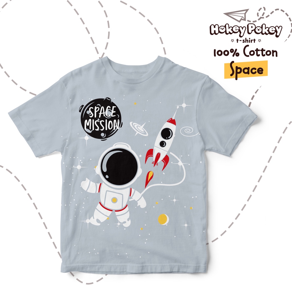 Baju Kaos T Shirt Anak Laki Laki Katun Combed Motif Space