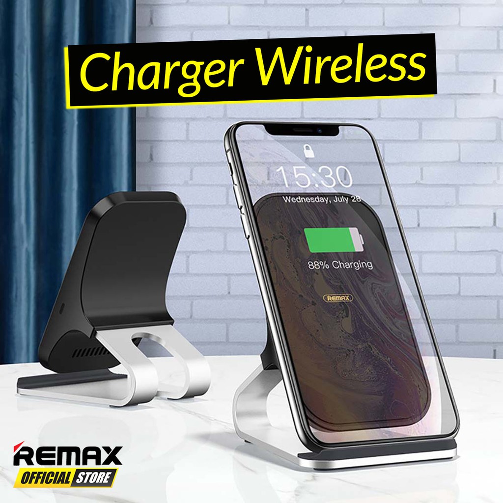 Remax RP-W12 Phone Stand with Wireless Charger Garansi Resmi / Phone Holder / Dudukan HP