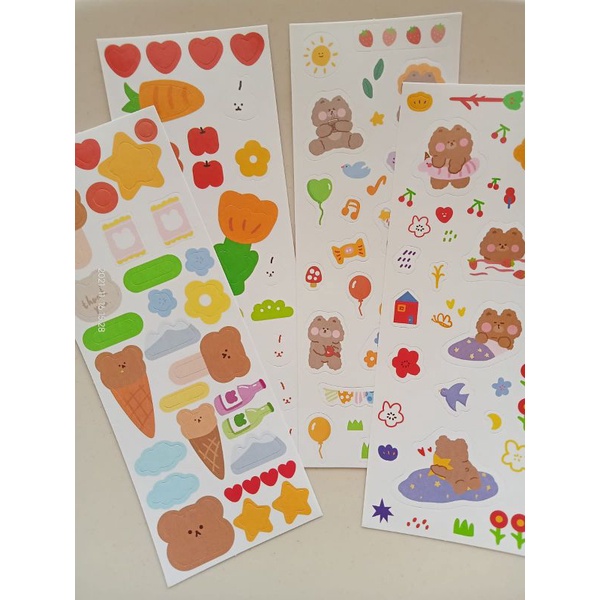 

[4 Lembar] Stiker Beruang Kelinci Lucu Untuk Scrapbook Bujo DIY