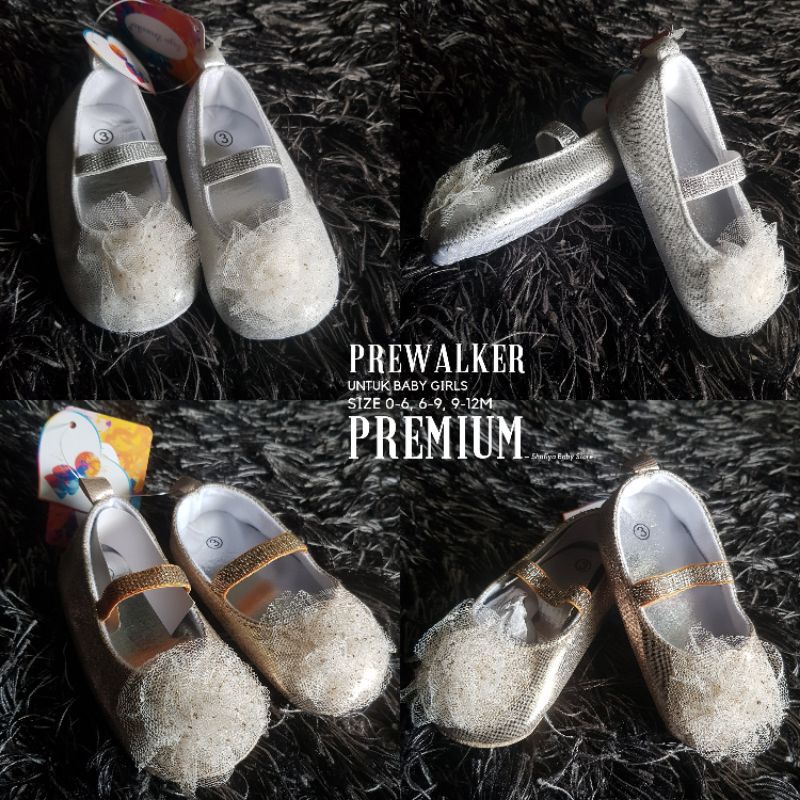 Sepatu PreWalker Baby Girls Impor Shafiya Pompom