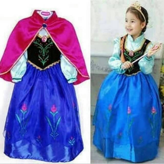 Baju dress anak kostum costume princess anna frozen jubah merah