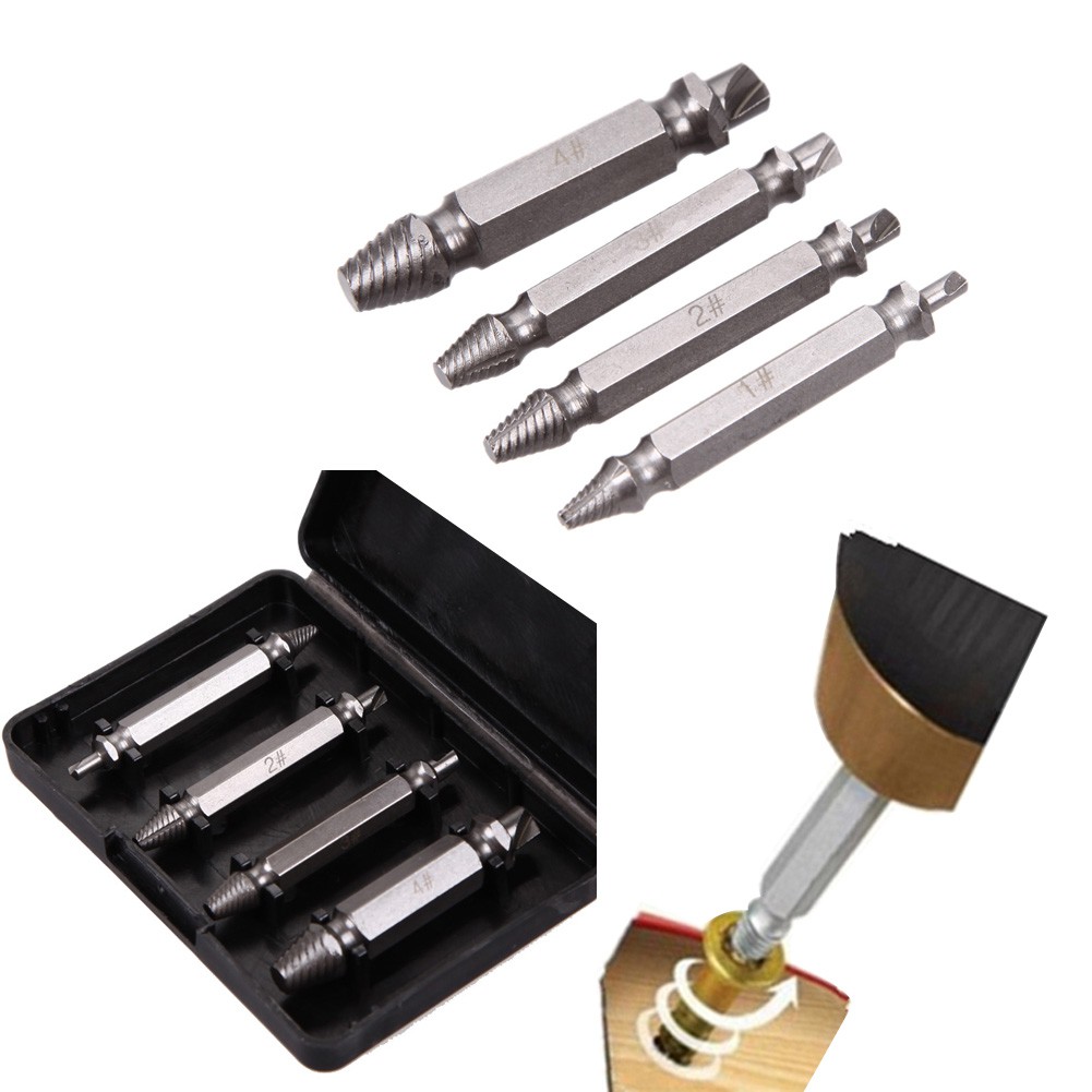 Set 4Pcs Mata Bor Drill Bit Pencabut Sekrup Rusak